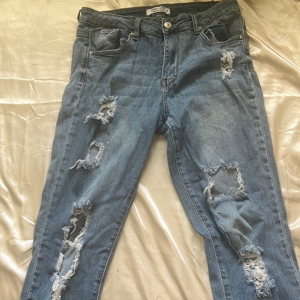 Womens Distressed High Rise Skinny Jeans